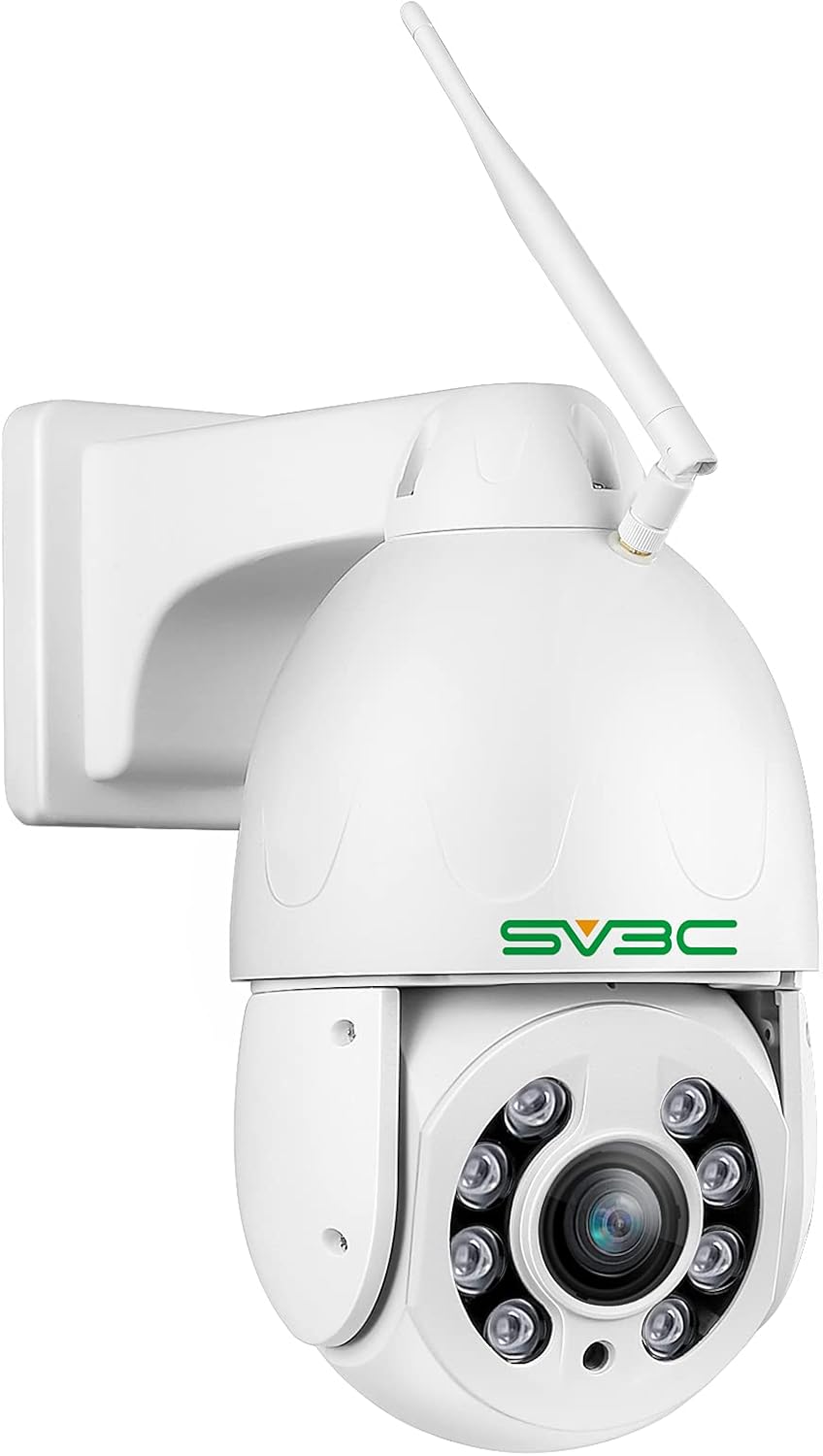 New Motion Track PTZ WiFi Wireless Camera Outdoor, SV3C 5MP Spotlight Color Night Vision Cam, 5X Optical Zoom, 355 Pan& 120 Tilt, IP66