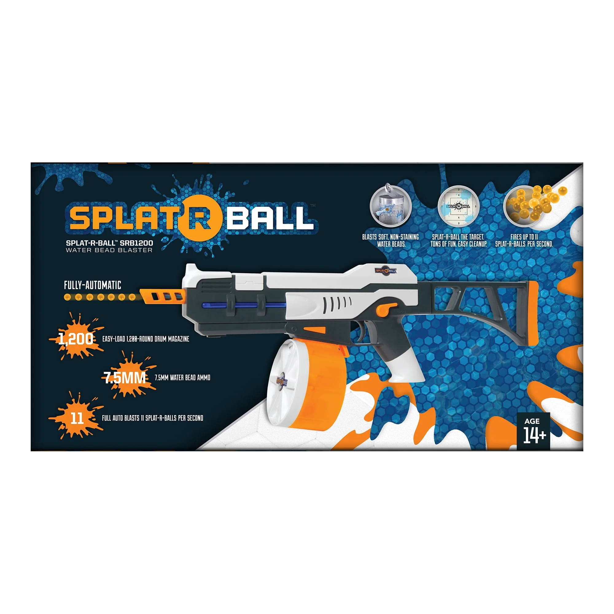 SPLATRBALL SRB1200 Full Auto Rechargeable Battery Powered Water Bead Gel Ball Blaster Kit
