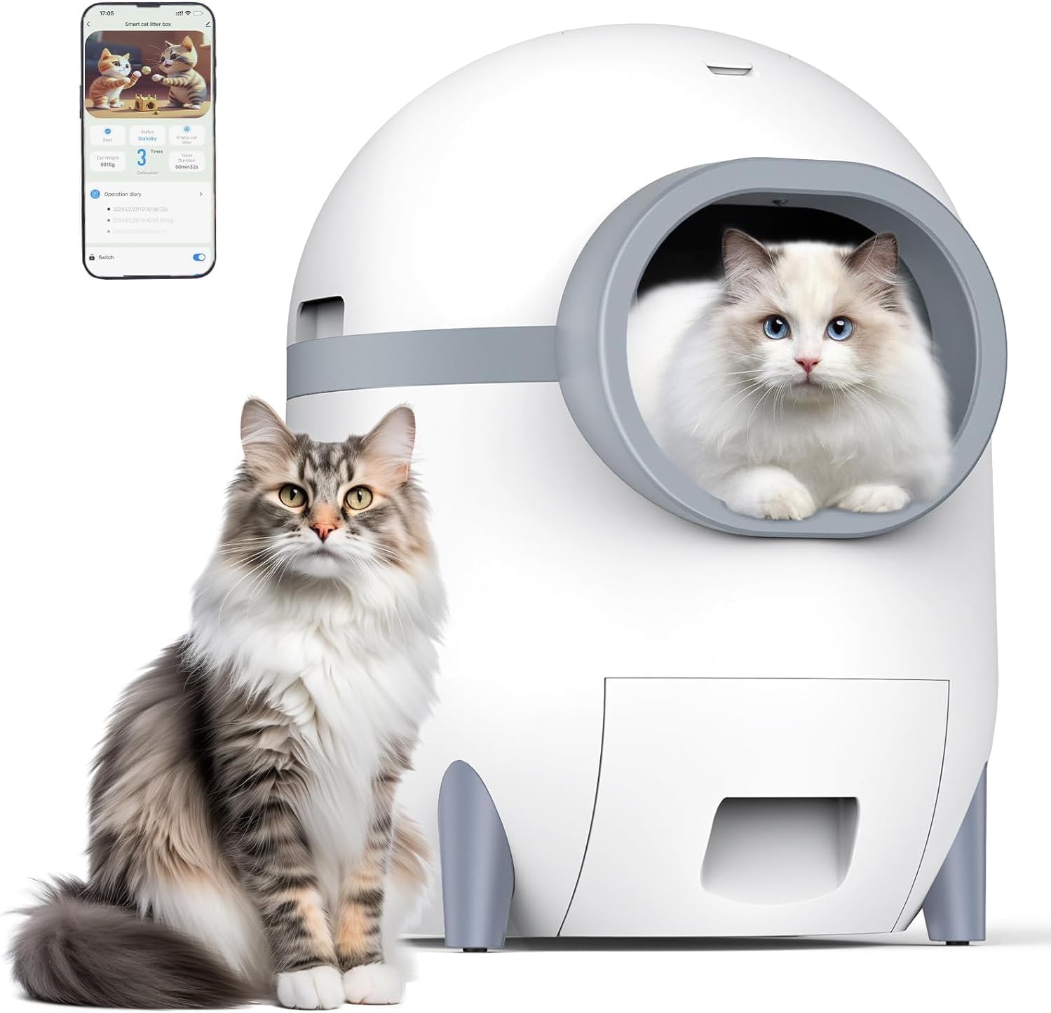 Automatic Self Cleaning Cat Litter Box, 70L Cat Litter Box with 15L Extra Large Waste Drawer for Multiple Cats