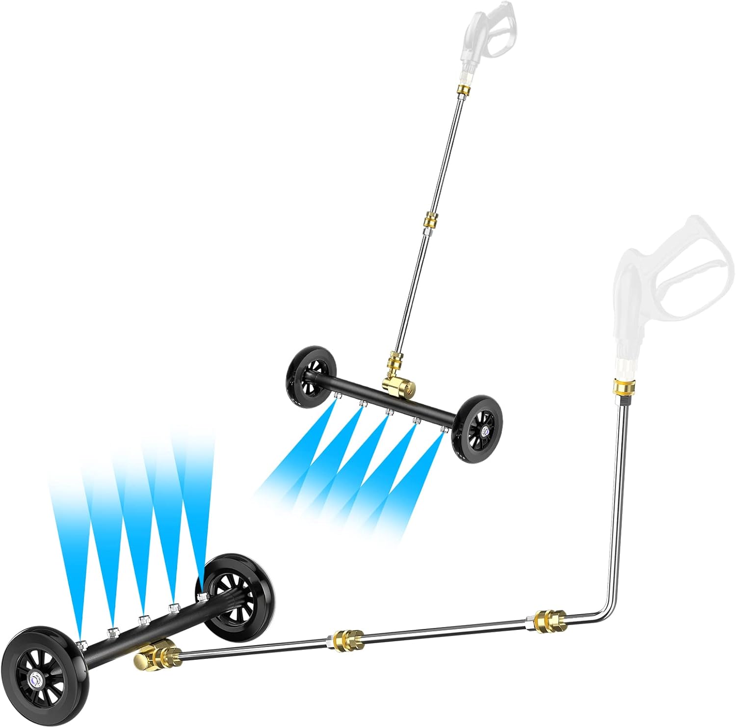 POHIR Undercarriage Pressure Washer Plus 18 Inch Power Washer Water Broom Surface Cleaner with 3 Extension Wand and Quick Connect Pivot Coupler