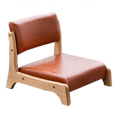 Floor Chair with Back Support, Japanese Floor Chair, Wood Legless Tatami Chair with Cushion, Accent Meditation Floor Seat for Bay Window, Living Room