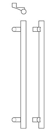 Rockwood MegaTek Post Mount Offset Pull Flat Ends 1-1/2x22 Diam. 8x22 CtC 12x22 L Overall Polished Stainless Steel
