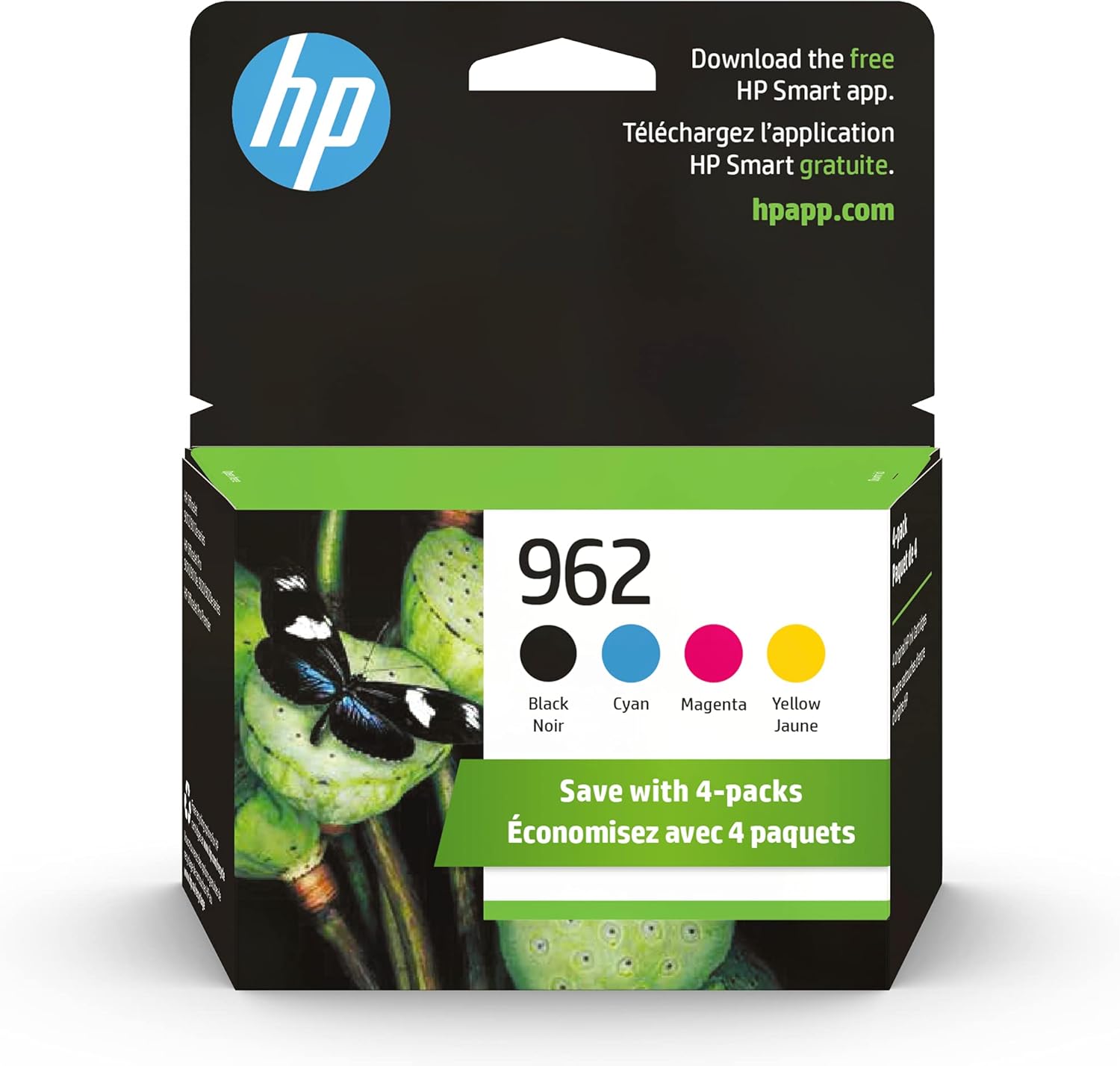 Original HP 962 Black, Cyan, Magenta, Yellow Ink Cartridges (4-pack) | Works with HP OfficeJet 9010 Series, HP OfficeJet Pro 9010