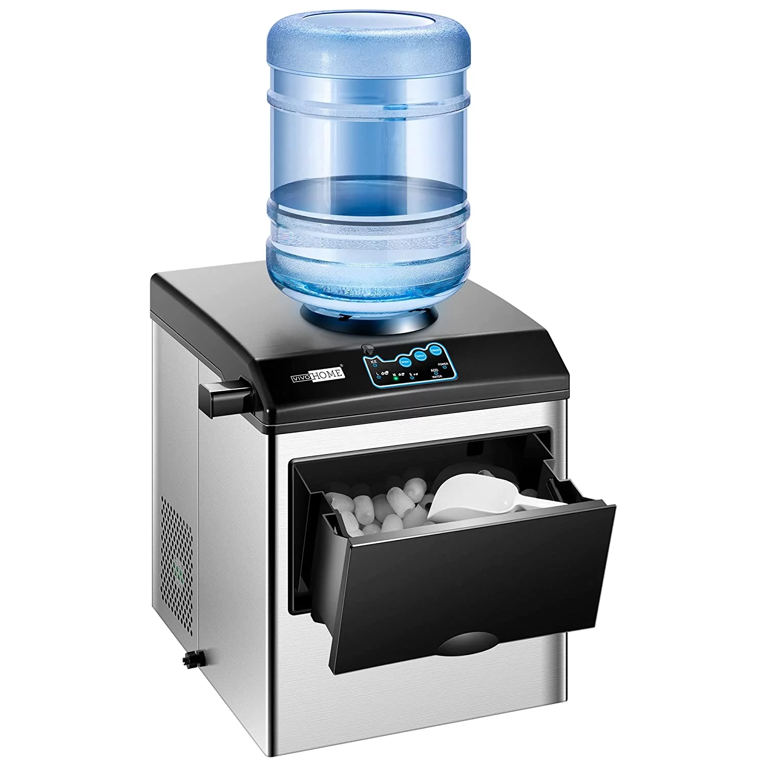 VIVOHOME Electric 2 in 1 Countertop Ice Cube Maker with Water Dispenser Combo Machine 48lbs/Day