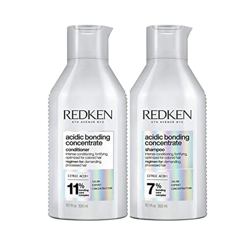 REDKEN Bonding Shampoo & Conditioner Set for Damaged Hair Repair | Acidic Bonding Concentrate | Sulfate-Free | Repairs Bleached or Color-Treated Hair