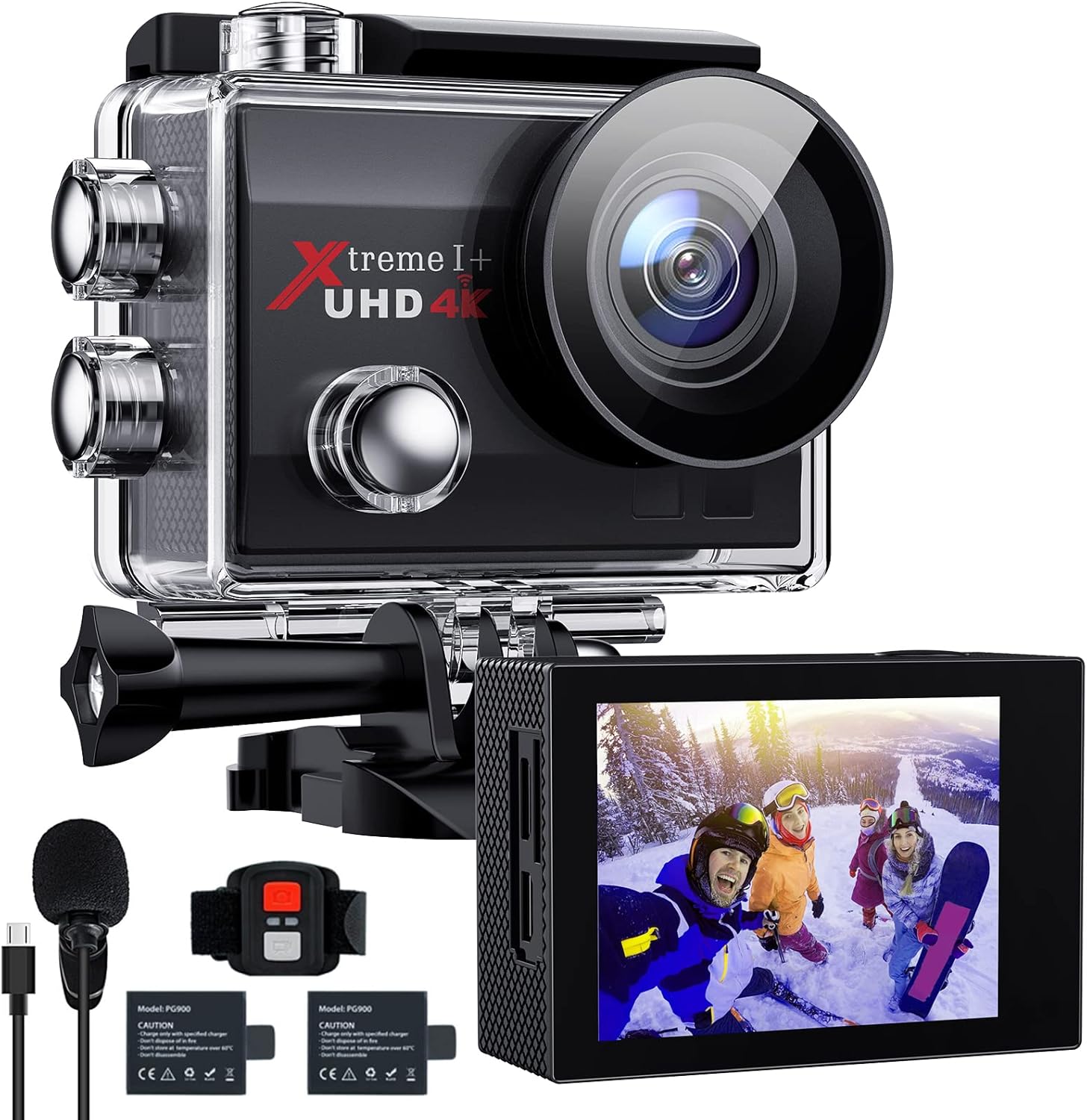 4K 20MP Action Camera 131FT Waterproof Underwater Camera with Dual Microphone, EIS, WiFi, Remote Control