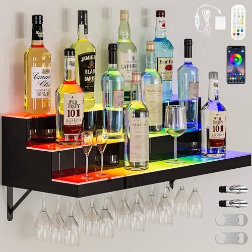 YITAHOME LED Light Liquor Bottle Display Shelf
