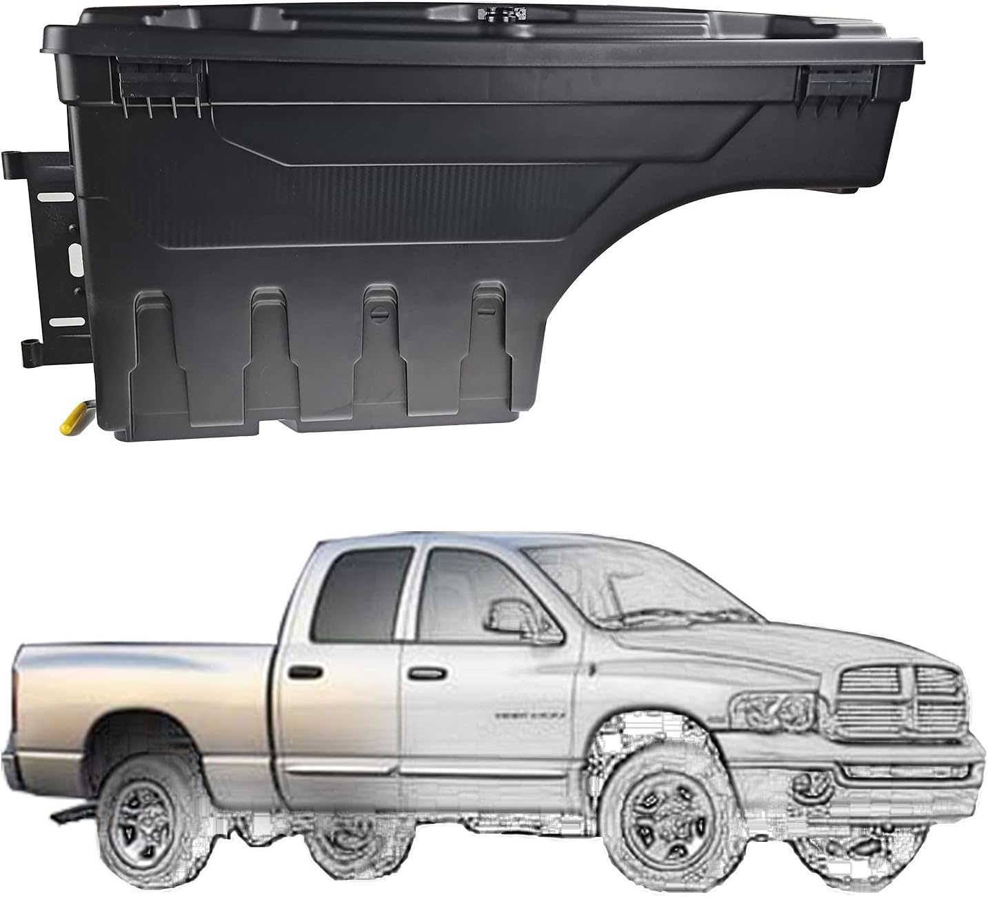 Truck Bed Storage Box Case Tool Box Rear L , Compatible with Dodge Ram 1500 2500 3500 2002-2018 Drivers Side 2019 - 2021 Dodge Ram