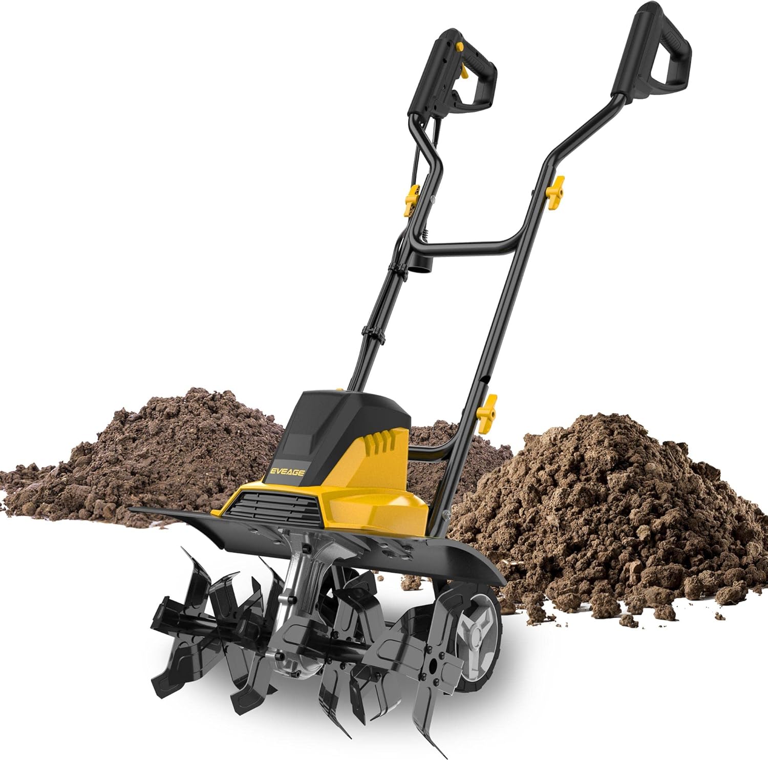 EVEAGE Electric Tiller, 18-Inch Tillers and Cultivators Electric, 13.5AMP, 4’’- 8’’ Working Depth, Foldable Handle, 6x4 Tines