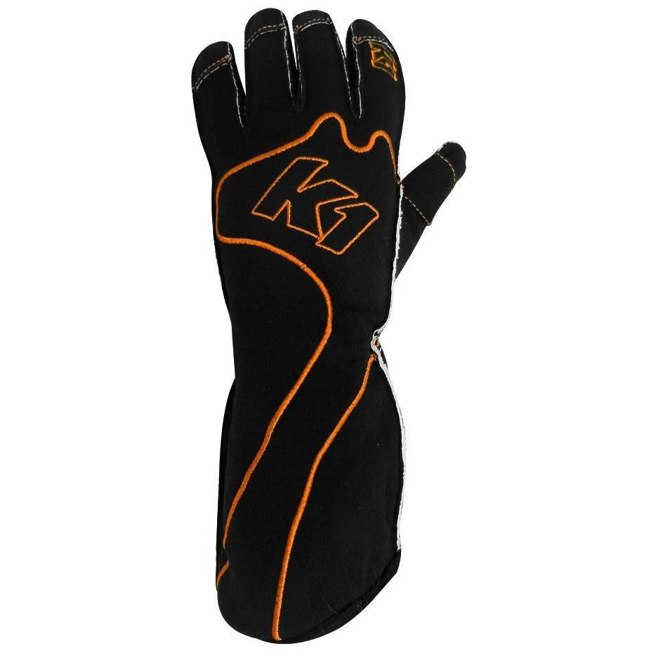 K1 RaceGear 13 RS1 O S RS1 REVERSE Stitch Kart Racing Gloves Orange Black Small - Megean