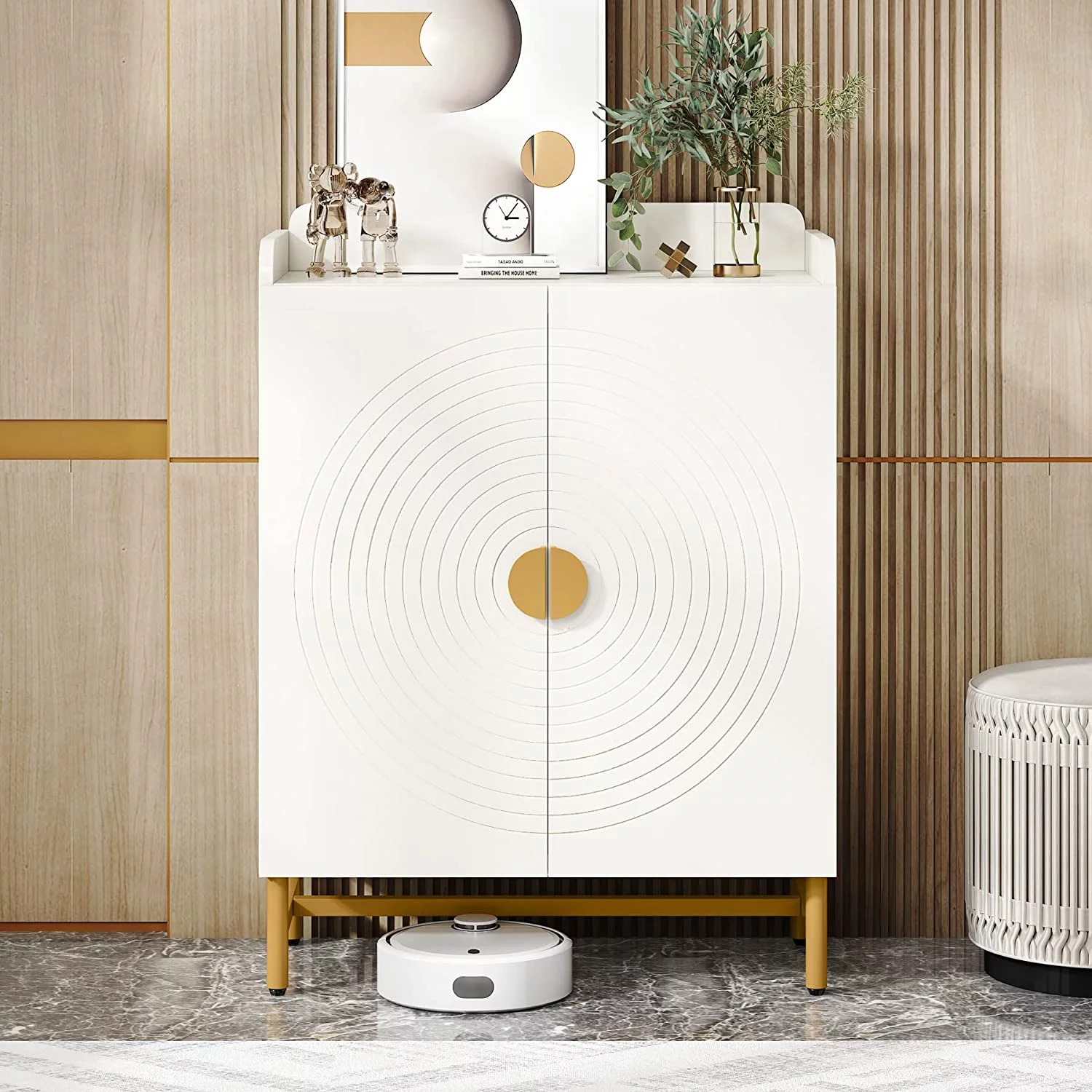 Tribesigns Shoe Cabinet Slim Shoe Storage Cabinet with Doors and Adjustable Shelves
