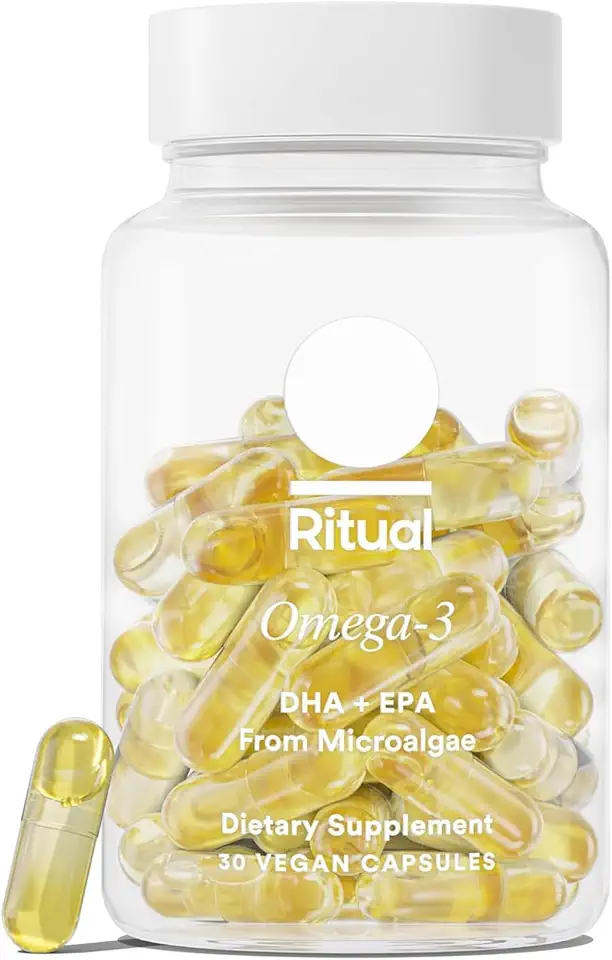Ritual Omega 3 - Vegan - Science-Backed Dose of DHA & EPA Fatty Acids in 2:1 Ratio, Bioavailable, Brain and Heart Health Support, Minimal Burp-Back