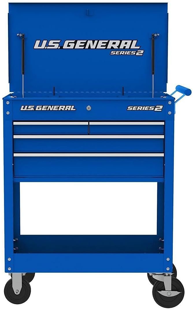 Roller Cart Tool Cabinet Storage Chest Box Glossy 4 Drawer 580 Lb. Capacity - Blue