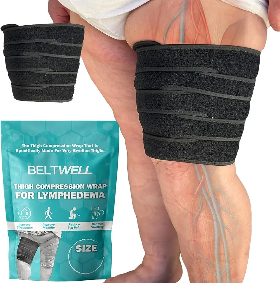 Sponsored Ad - Beltwell® - The Adjustable Thigh Compression Wraps For Big Swollen Upper Legs (1 wrap) (Black, XXL-TALL) - Kansas Nuitrition - HNZSDS
