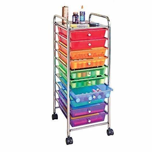 Seville Classics 10-Drawer Organizer Cart, Multi Color