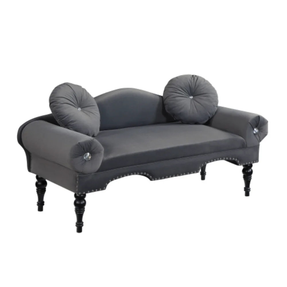 54” Width Modern Velvet Upholstered Loveseat Sofa Accent Bedside Entryway Bench Small Sofa 2 Seater Couch Settee for Living Room Bedroom Nail Head