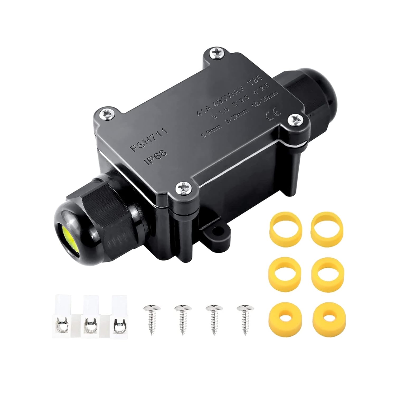 IP68 Waterproof Junction Box Outdoor/Indoor ABS Plastic Universal 2 Way M20 Coaxial 5-15mm Cable Connector External Electric Junction Box Underground
