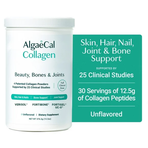 AlgaeCal Collagen - Clinically-Supported Collagen For Skin, Hair, Nails, Joints, & Bones. VERISOL, FORTIBONE, UC-II, & FORTIGEL, Multi Peptides