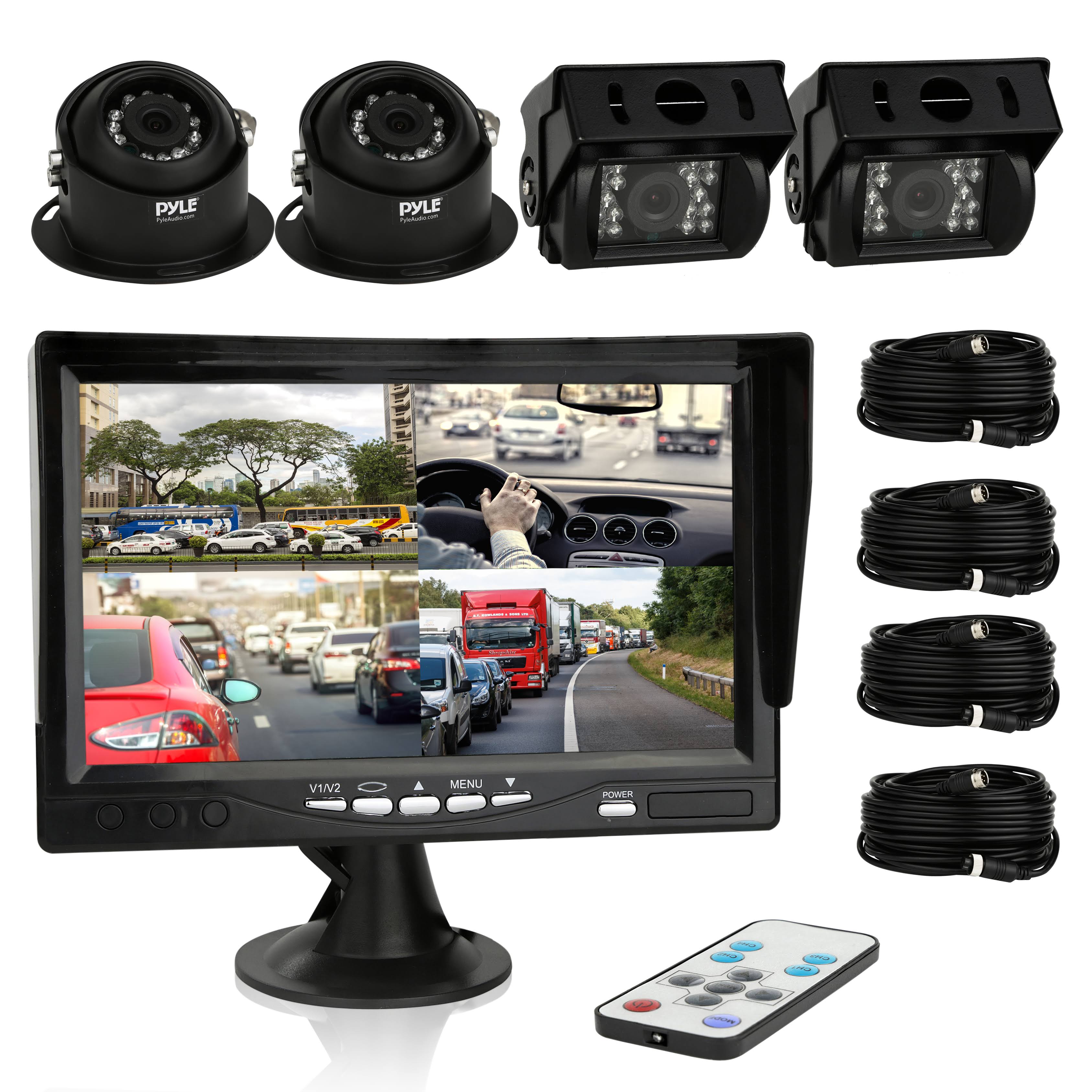 PYLE PLCMTRS77 - Commercial-Grade Quad-View Monitor System with 4 Cameras