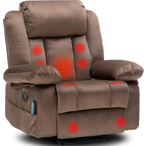 Rocker Recliner Chairs for Adults with Massage & Heat,360°Swivel Glider Nursery Manual Overstuffed Reclining Chair for Living Room