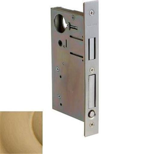 Baldwin 8632050 2.5 in. Pocket Door Privacy Mortise Body with Backset u0026 Door Pull Satin Brass u0026 Black