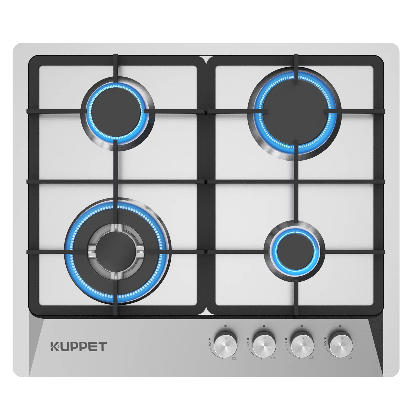 24 Inch Gas Cooktop, KUPPET QM4050 Gas Stove Cooktop with 4 Italy Sabaf Sealed Burners, Stainless Steel Cooktop Gas Hob