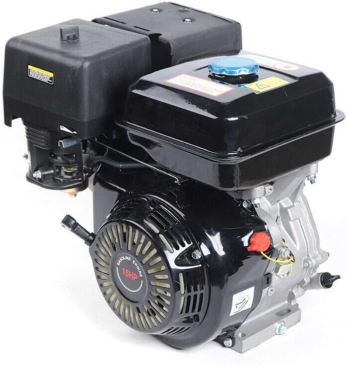 DNYSYSJ 15 HP 420cc 4-Stroke OHV Gas Engine Horizontal Shaft Gas Engine Motor 9kw/3600r/min 190F Gasoline OHV Motor with Manual Recoil Starter (Red)