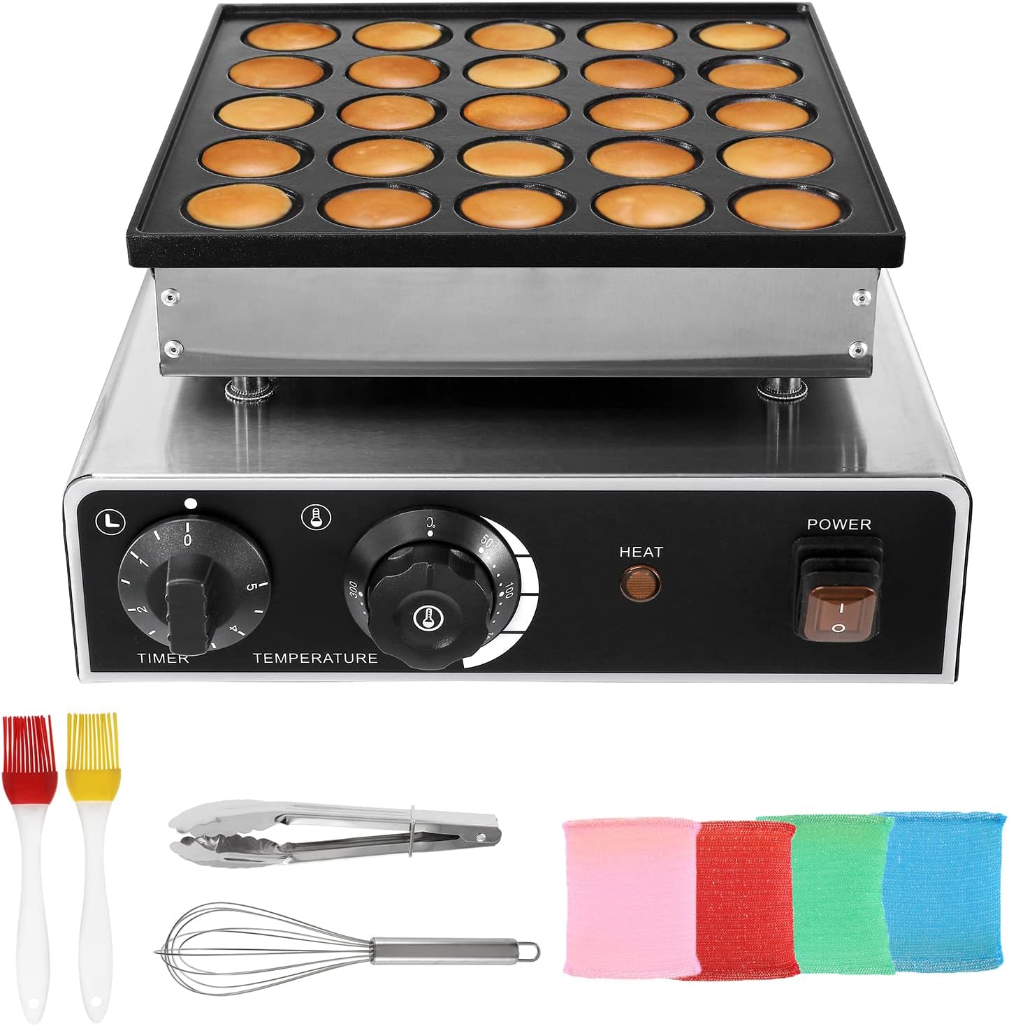 Dyna-Living Mini Dutch Pancake Maker 25PCS Commercial Mini Pancake Maker Non-stick Dorayaki Maker Electric Dutch Pancake Baker 950W Mini Pancake