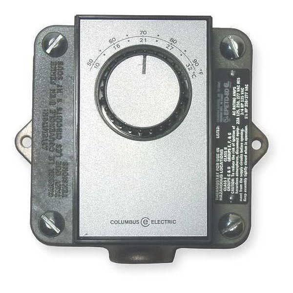 Columbus Electric Line Volt Mechanical Tstat,120 to 277VAC Epetd8dj, Black - Megean