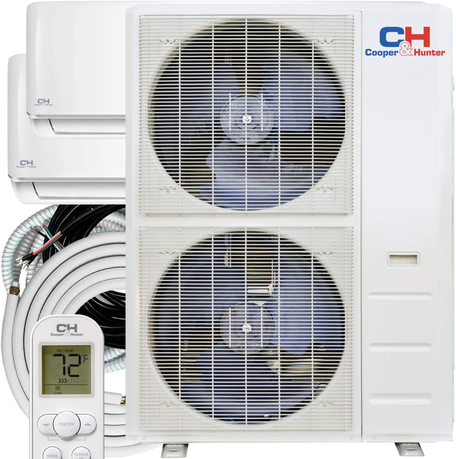 Cooper & Hunter Dual 2 Zone 24,000 BTU + 30,000 BTU Ductless Mini Split AC/Heating System, Pre-Charged, Heat Pump, 21.5 SEER