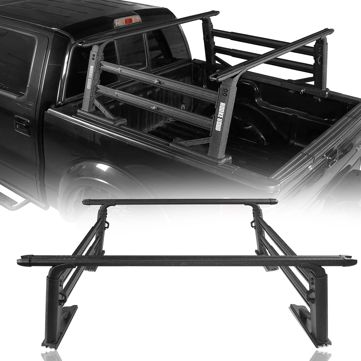 u-Box Overland Truck Bed Cargo Rack Extendable Aluminum Truck Ladder Rack Compatible with Most Commom Pickup Trucks (Without Factory Utility Tracks)