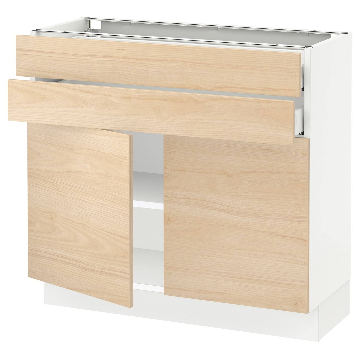 IKEA - SEKTION / MAXIMERA Base Cabinet W 2 doors/2 Drawers, white/Askersund Light Ash Effect, 36x15x30 19381943