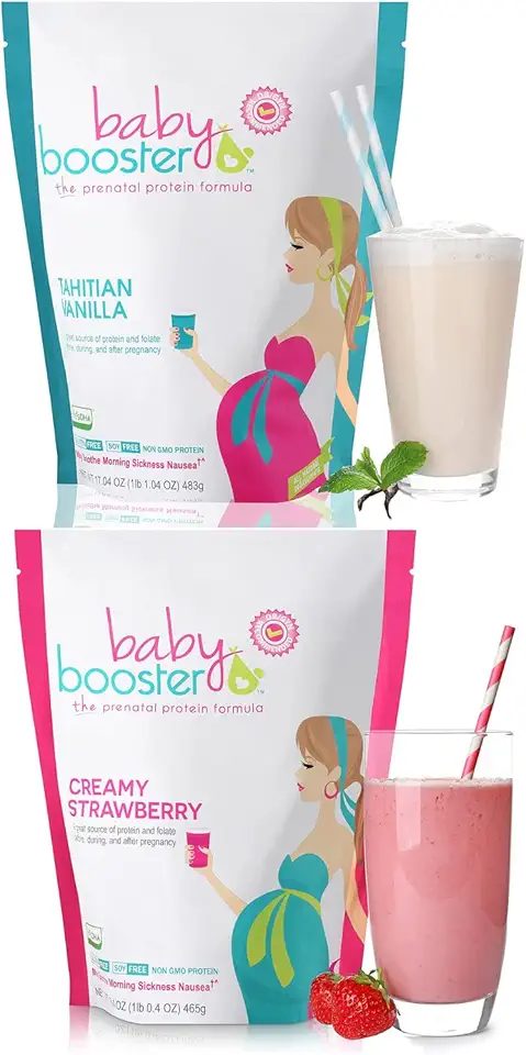 Baby Booster Prenatal Vitamin Supplement Shakes, Tahitian Vanilla and Strawberry - Kansas Nuitrition - HNZSDS