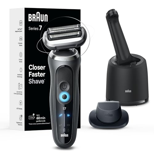 Braun Electric Shaver for Men, Series 7 7171cc, Wet & Dry Shave, Turbo & Gentle Shaving Modes, Waterproof Foil Shaver with Precision Trimmer