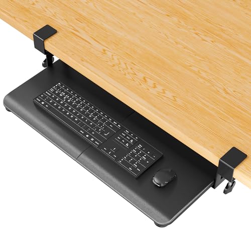 BONTEC Keyboard Tray Under Desk, Pull Out Keyboard & Mouse Tray with C-clamp