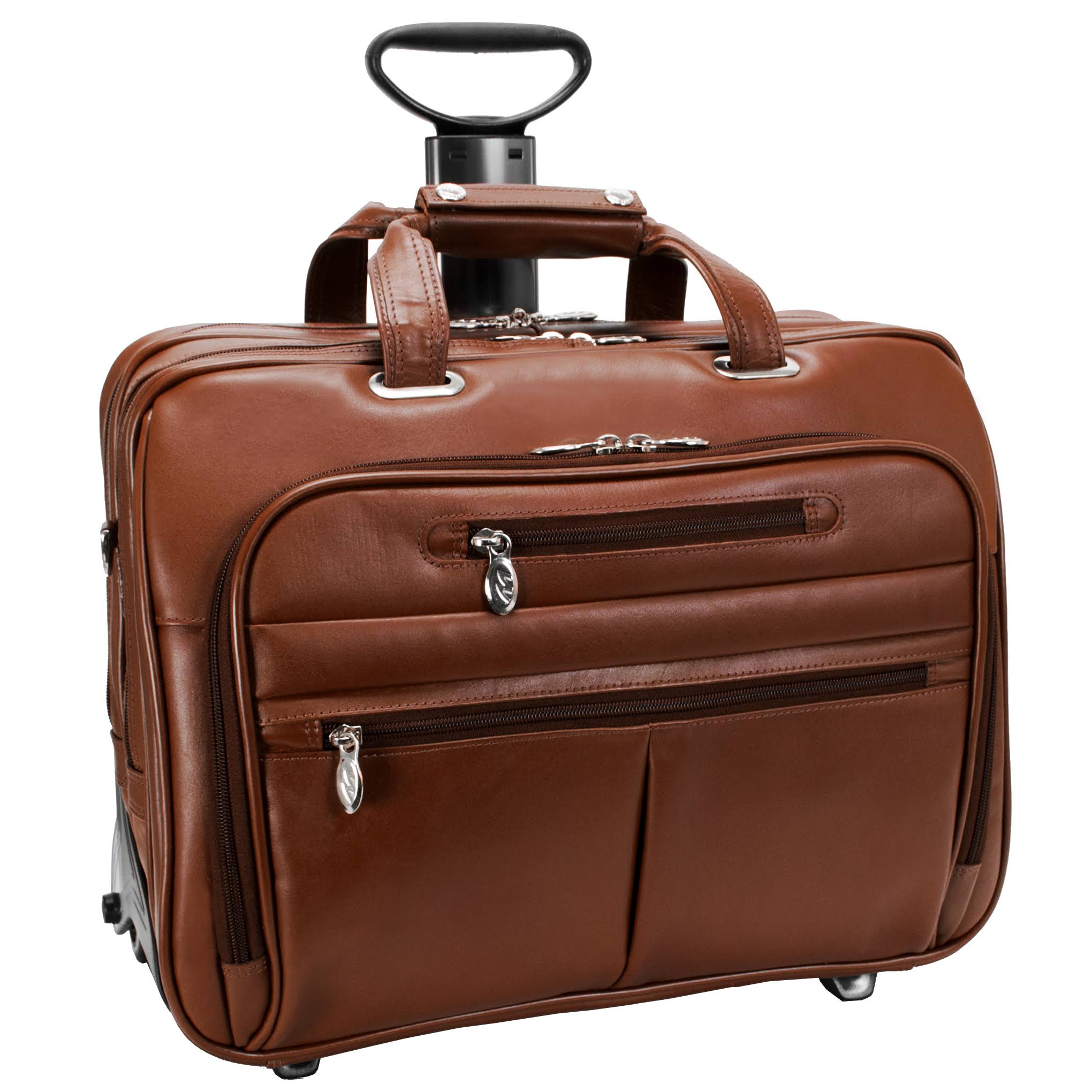 McKlein USA Ohare Leather Fly Through Checkpoint Friendly 17x22 Detachable Wheeled Laptop Case Brown