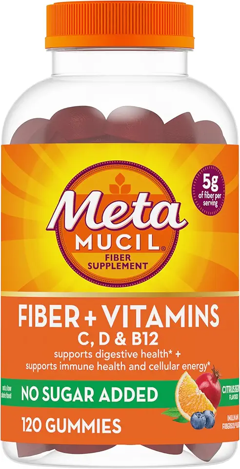 Metamucil Fiber Gummies for Adults with Vitamins C, D, B12 for Metabolism, No Sugar Added Citrus Berry Flavor