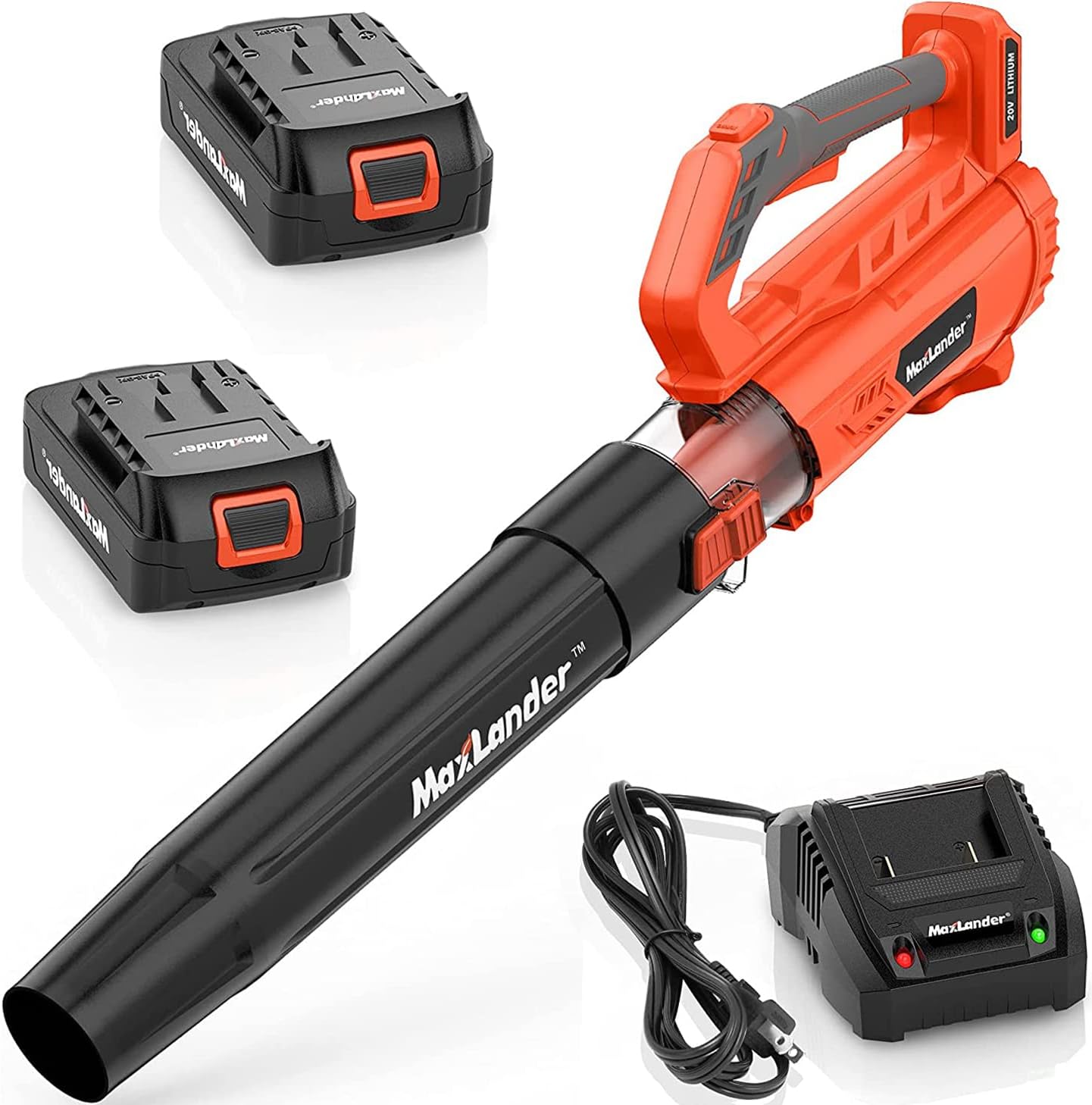 Maxlander Cordless Leaf Blower, 335cfm Leaf Blower Cordless with Battery and Charger, 2-Speed Dial Battery Powered Leaf Blower