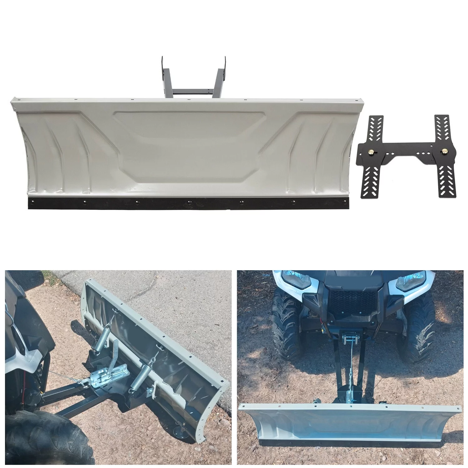 Kojem 48" Snow Plow Blade Universal Adjustable Complete for ATV Honda Kawasaki Polaris Aeon Crossland Arctic-Cat Alterra ATV Plow Kit Steel White Can