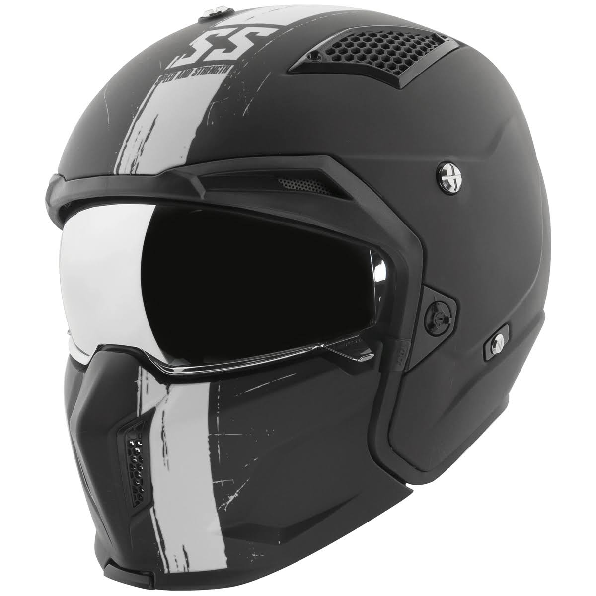 Speed and Strength SS2400 Tough As Nails Helmet - Black/White - Large
