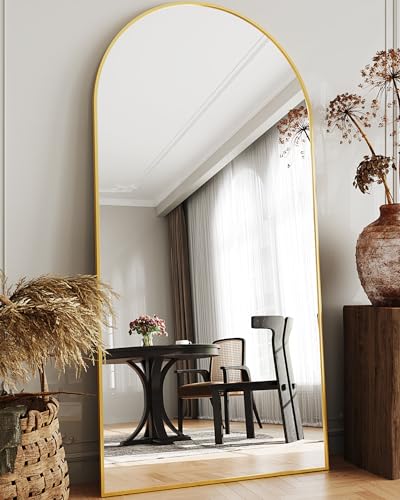 Full Length Mirror, 76"x34" Arched Floor Mirror Freestanding, Floor Standing Full Body Mirror with Stand for Bedroom