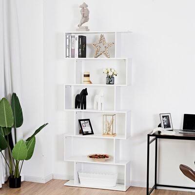 76x22 H x 31.5x22 W Geometric Bookcase George Oliver Color: White