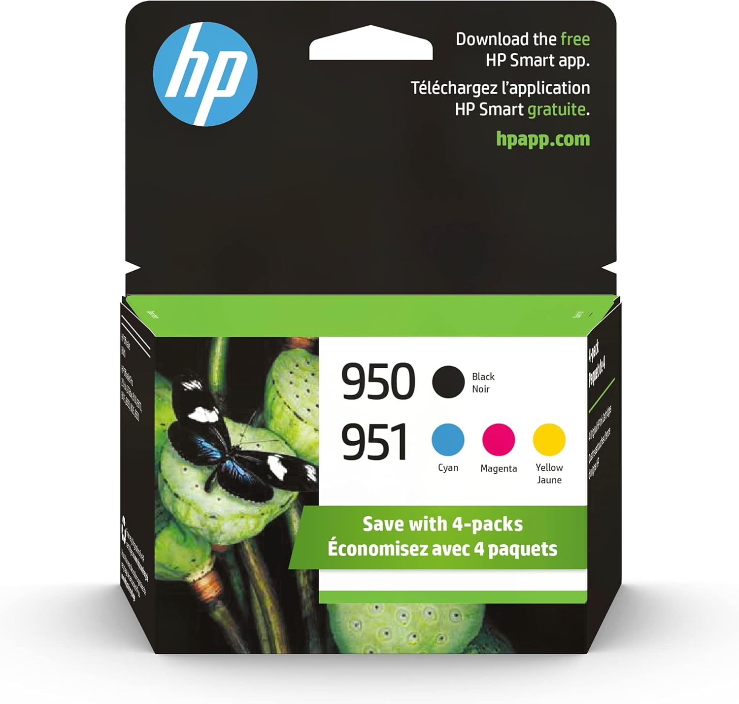 Original HP 950 Black/951 Cyan, Magenta, Yellow Ink Cartridges (4-pack) | Works with HP OfficeJet 8600, OfficeJet Pro 251dw, 276dw, 8100, 8610, 8620