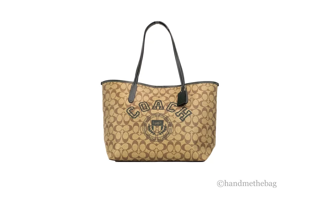 Coach (CB869) Varsity Khaki Amazon Green Multi Signature Canvas City Tote Bag