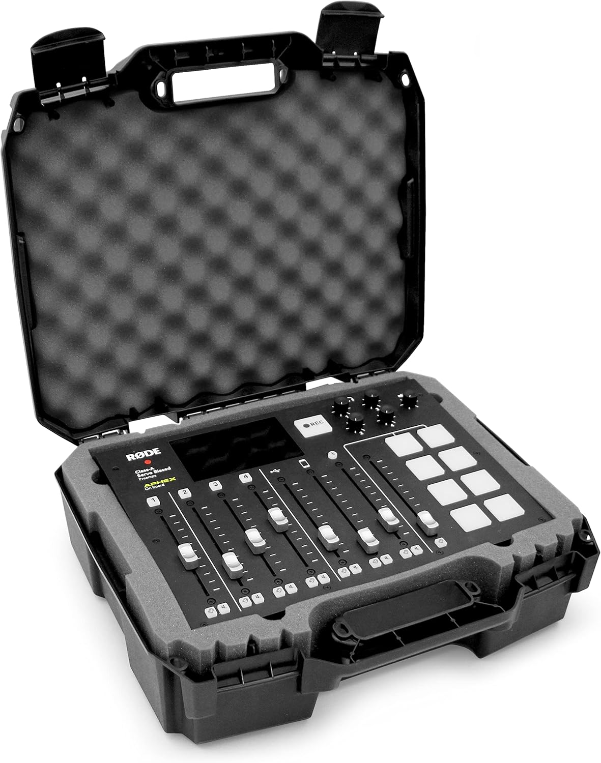 Casematix Podcast Equipment Hard Case Compatible With RodeCaster Pro , Podcasting Microphone and Podmic Audio Mixer Accessories