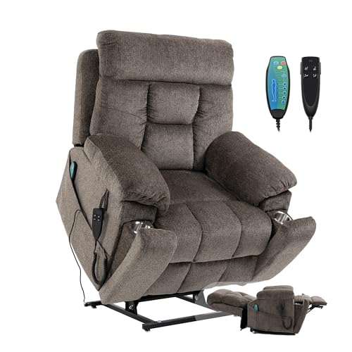 Lift Chair Recliners Lay Flat Sleeping Dual Motor for Elderly Infinite Position Recliner with Heat Massage Up to 400 LBS Electric Power Lift Recliner