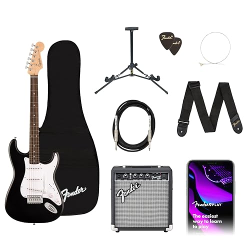 Fender Squier Debut Series Stratocaster Electric Guitar Kit, Beginner Guitar Kit, with 2-Year Warranty, with Padded Gig Bag, Frontman 10G Amp, Strap