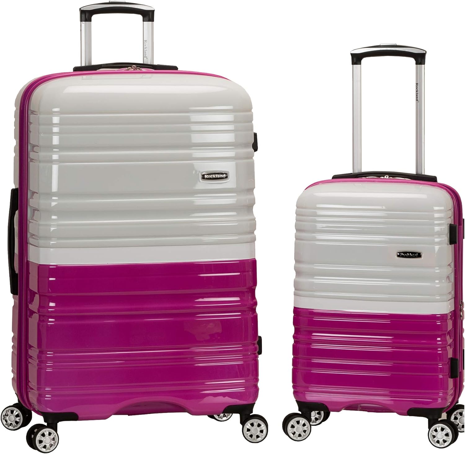 Rockland Melbourne Hardside Expandable Spinner Wheel Luggage, 2TONEWHITE, 2 Piece (20"/28")