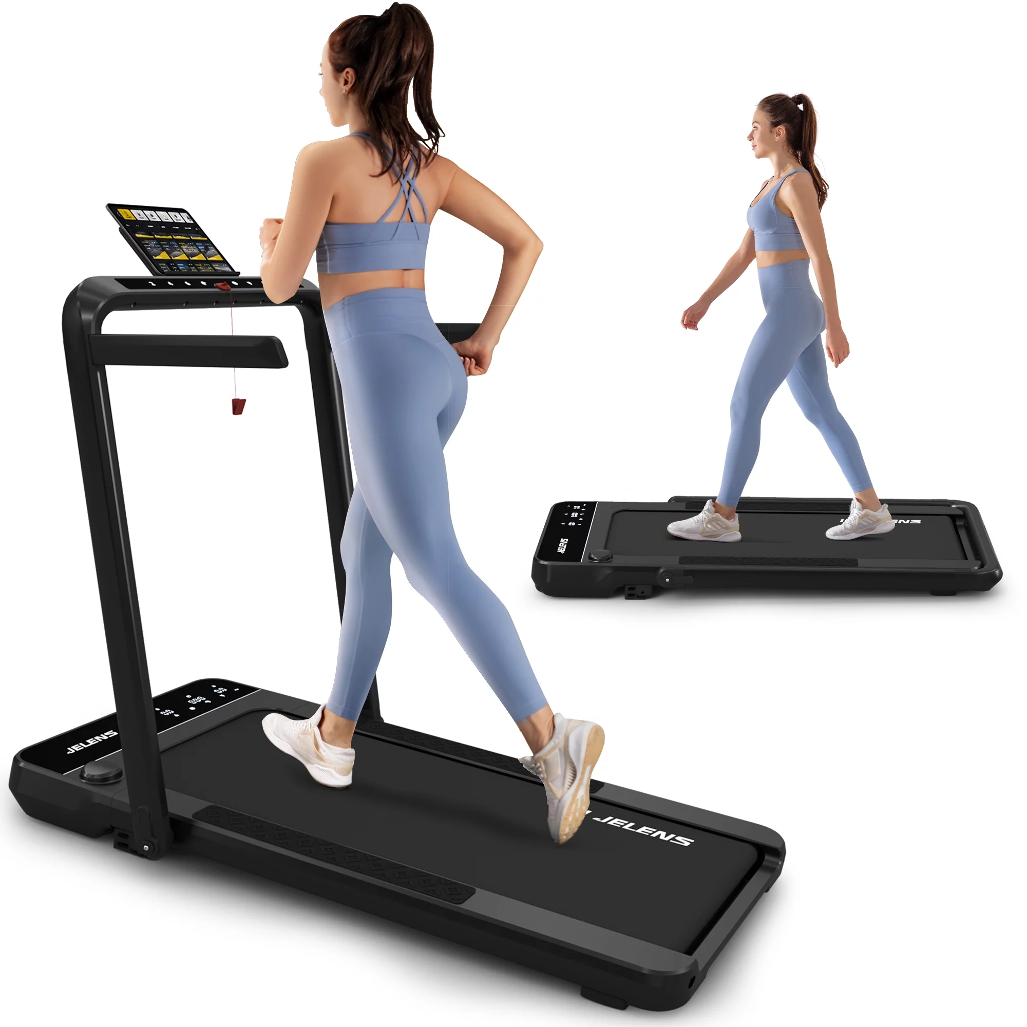 JELENS 2 in 1 Incline Treadmill Under Desk Walking Pad 2.5HP Home Folding Treadmills with Gesture Sensing Control