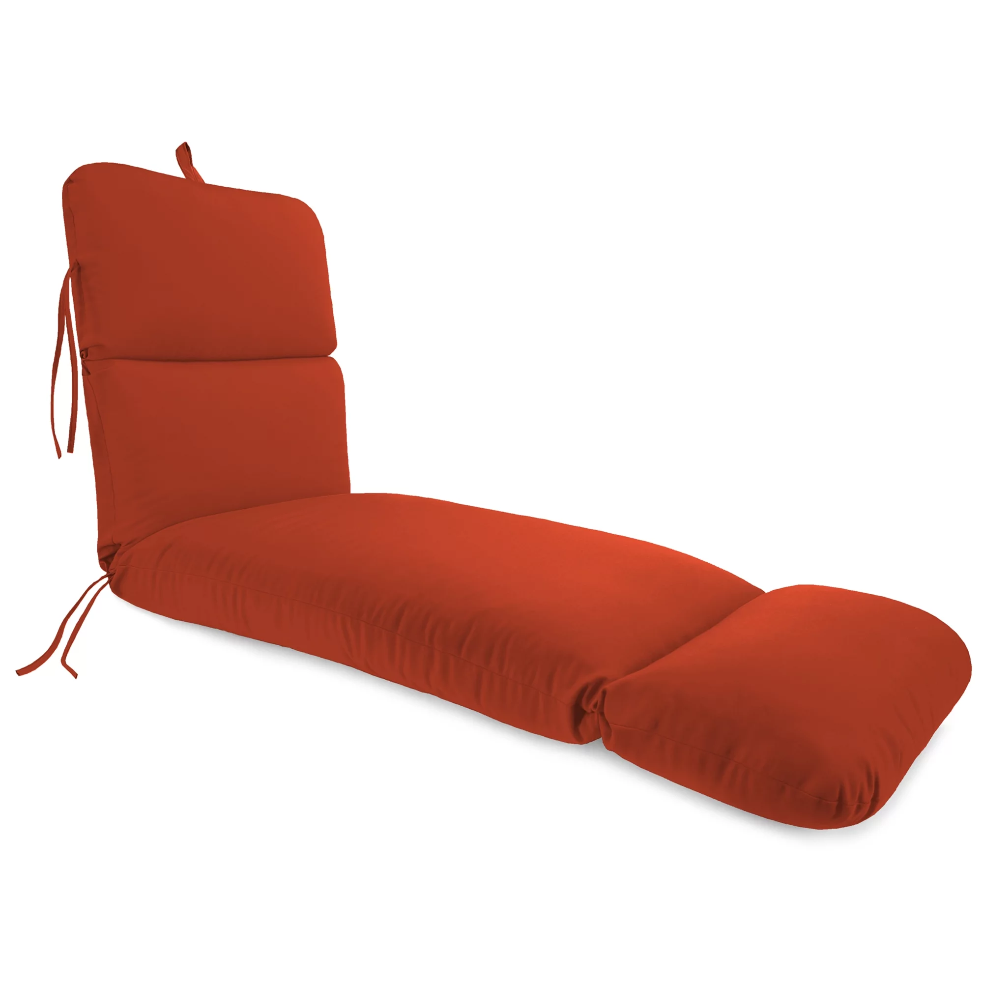 Jordan Manufacturing Sunbrella 74" x 22" Canvas Terracotta Red Solid Rectangular Outdoor Chaise Lounge Cushion with Ties and Hanger Loop